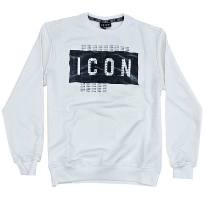 ICUF2W6F046 FELPA UOMO GIROCOLLO BIANCO - FELPA - ICON