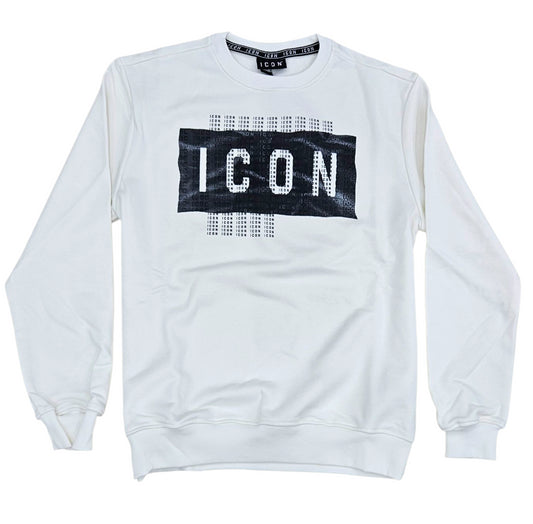 ICUF2W6F046 FELPA UOMO GIROCOLLO BIANCO - FELPA - ICON