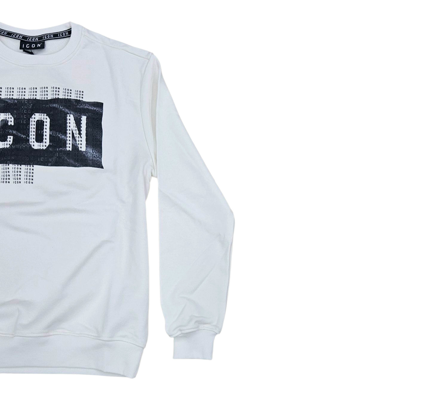 ICUF2W6F046 FELPA UOMO GIROCOLLO BIANCO - FELPA - ICON