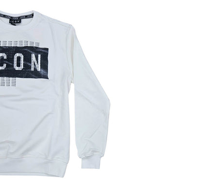 ICUF2W6F046 FELPA UOMO GIROCOLLO BIANCO - FELPA - ICON