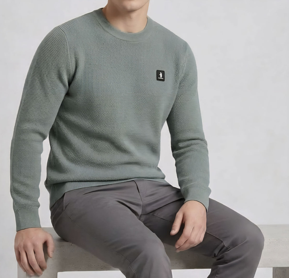 MAGLIA Uomo Refrigue R4061M262 GREWNECK WAFFLE SAGE
