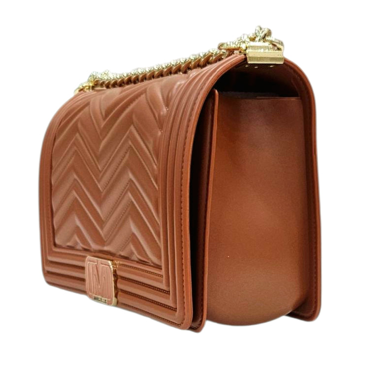 FLAT WAVE M 25 SHOULDER BAG DARK CUOIO LIGHT GOLD - BORSA - MARC ELLIS