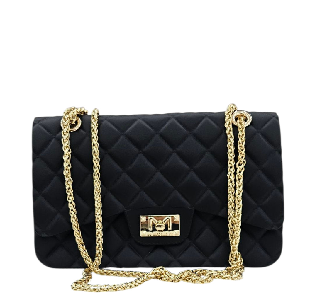 FLAT FALCON M SHOULDER BAG BLACK LIGHT GOLD - BORSA - MARC ELLIS