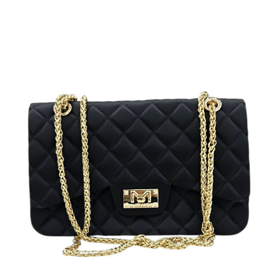 FLAT FALCON M SHOULDER BAG BLACK LIGHT GOLD - BORSA - MARC ELLIS