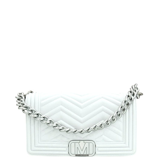 FLAT WAVE S MILK SATIN SILVER - BORSA - MARC ELLIS