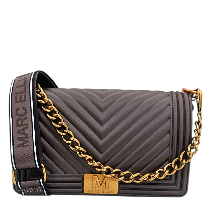 FLAT M 25 SHOULDER BAG COCOA RAME - BORSA - MARC ELLIS