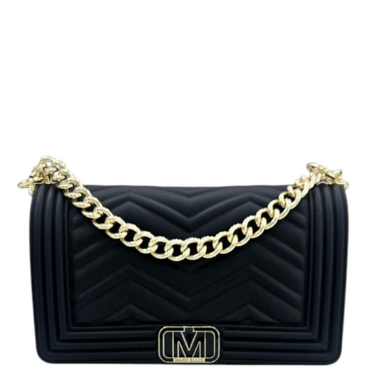 FLAT WAVE M BLACK  LIGHT GOLD - BORSA - MARC ELLIS