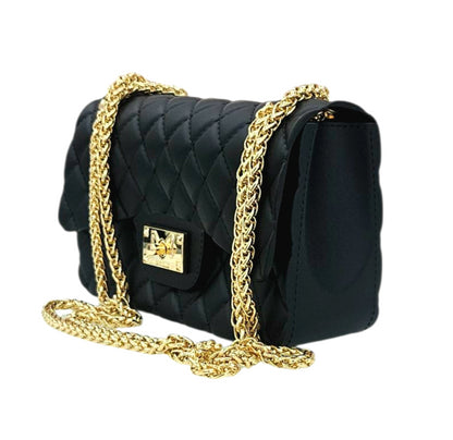 FLAT FALCON S SHOULDER BAG BLACK LIGHT GOLD - BORSA - MARC ELLIS