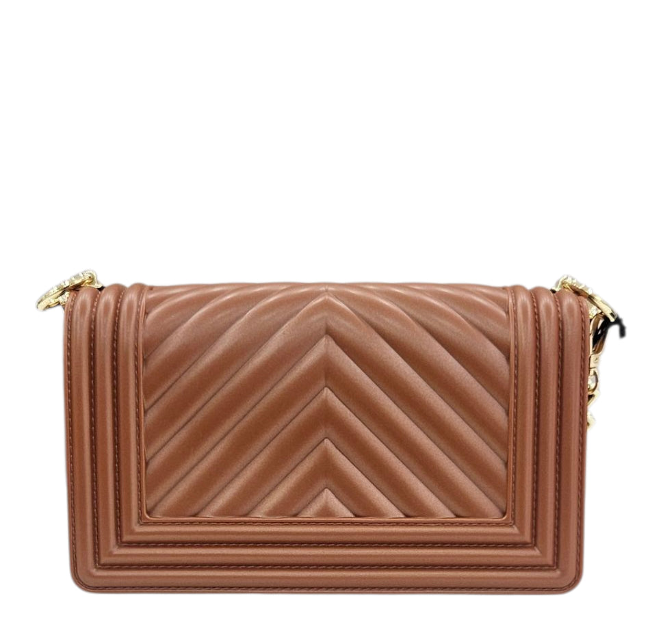 FLAT S 25 SHOULDER BAG DARK CUOIO GOLD - BORSA - MARC ELLIS