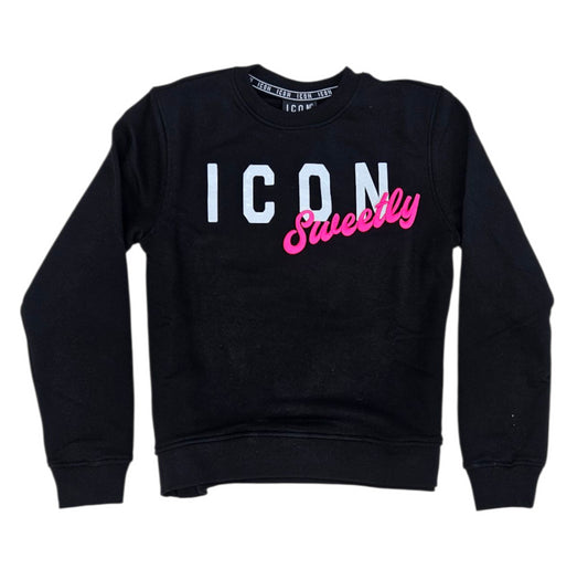 ICDF2W6F012 FELPA DONNA GIROCOLLO NERO - FELPA - ICON